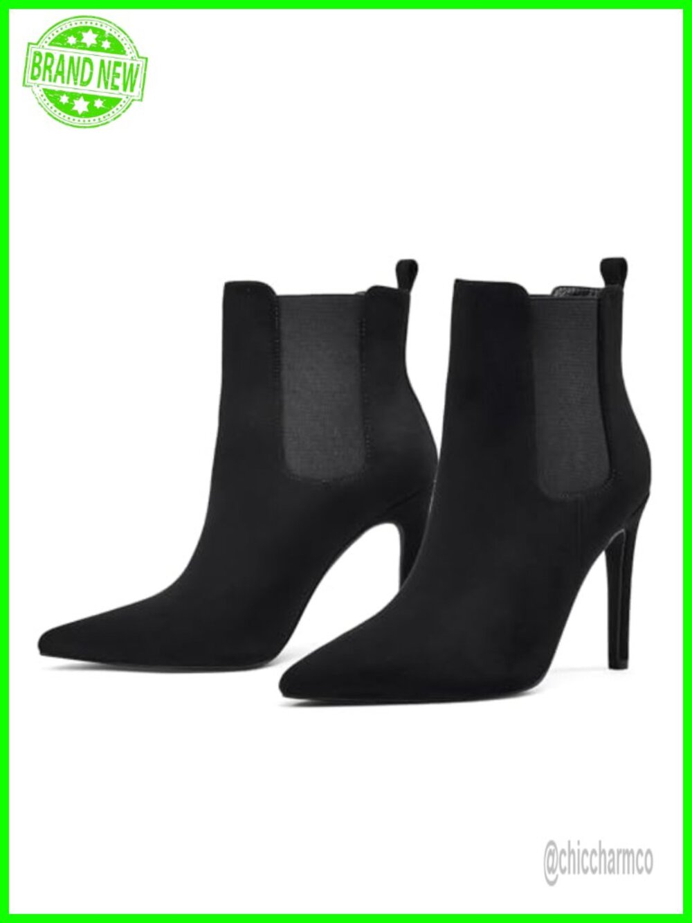 Suede Pointed Toe Chelsea Ankle Boots High Heel Zip-Up Booties